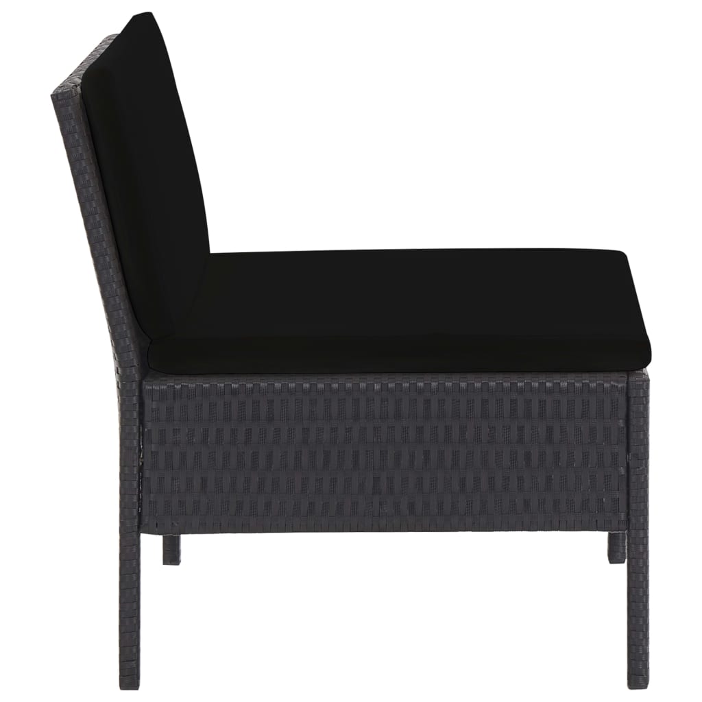 5 Piece Garden Sofa Set with Cushions Poly Rattan Black