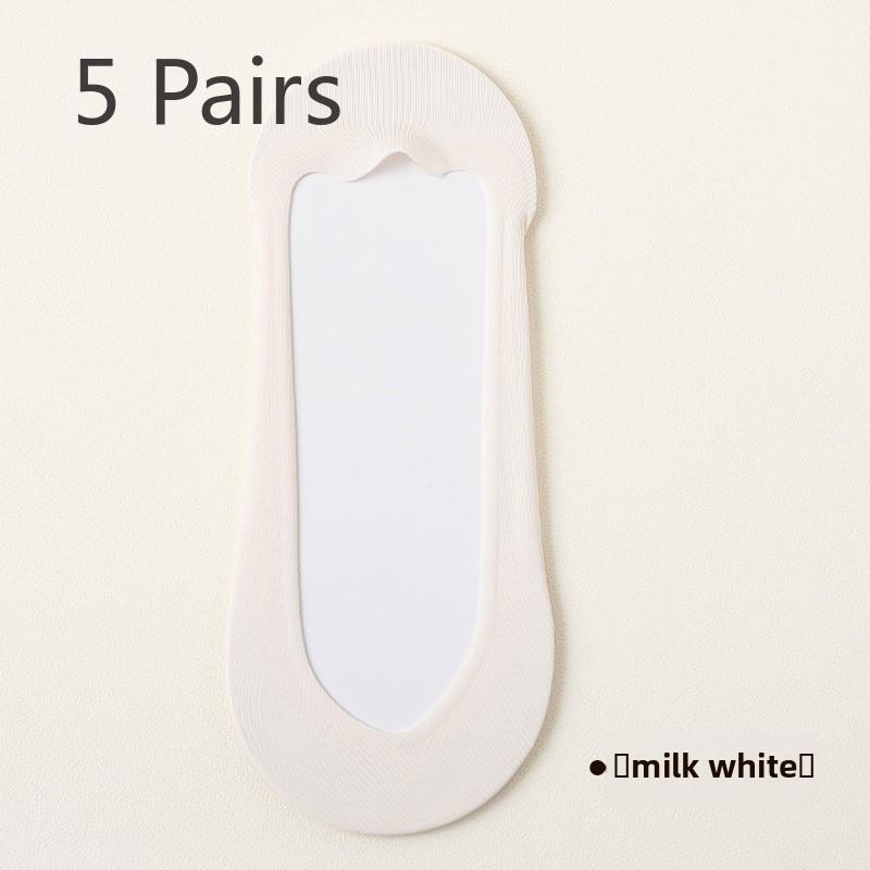 

5 пар женских летних тонких шелковых хлопковых дышащих носков-лодочек с закрытым носком 5 Pairs слоновая кость