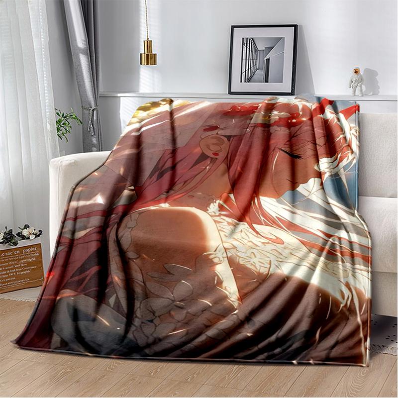 Zero Two 29 Style Cartoon 002 Hiro Sexy Girl DARLING In The FRANXX Flannel Blanket,Soft Throw Blanket for Home Bedroom Bed Sofa