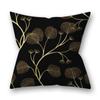 Gold Feather Black Plant Cushion Cover For Home Living Room Sofa Bedroom Decoration Square Pillow Case
