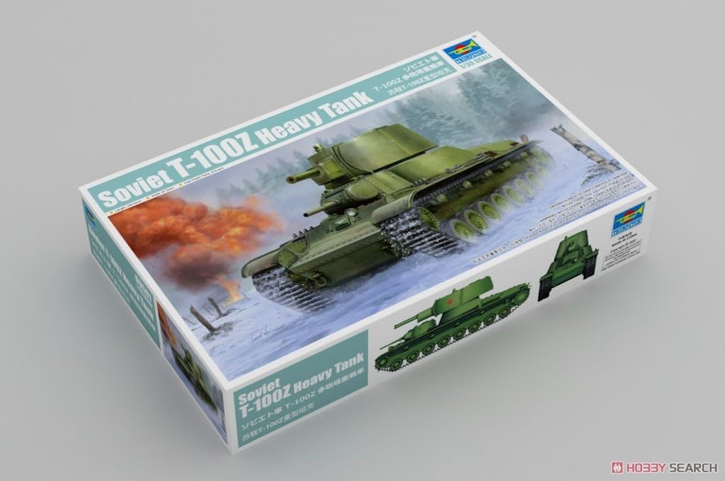 Trumpeter 1/35 scale Soviet T-100Z multi-turret heavy tank plastic model kit 09591, molded in color