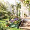 Outdoor Planter with Trellis, Open Bottom, Climbing Plants, 61 x 61 x 140 cm, Green