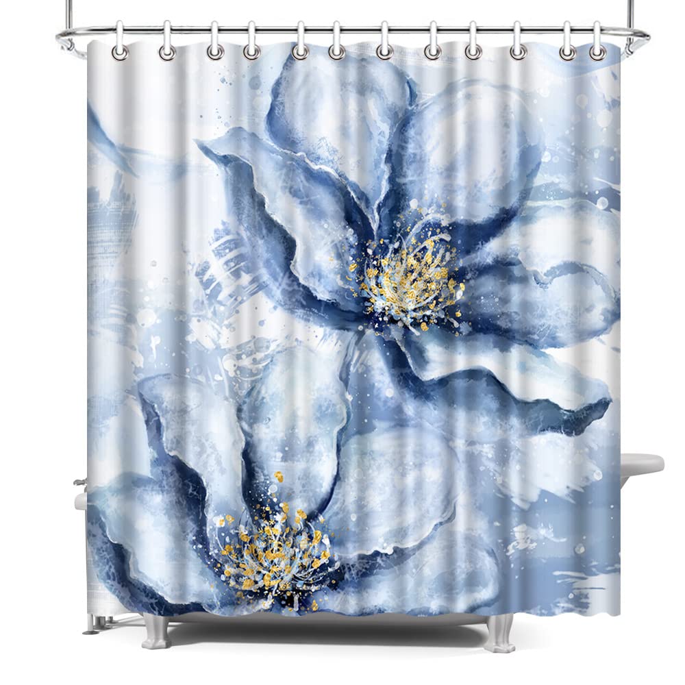 Tende da Doccia in Tessuto Impermeabile con Fiori Vintage Disegnati a Mano per Bagno, Tende da Bagno con Magnolie Decorazione Vasca da Bagno con Ganci