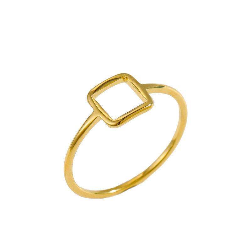 

CARLIDANA Unisex Gold Plated Minimal Style Engagement Party Gift Heart Star Round Triangle Square Rings Women Stainless Steel 8
