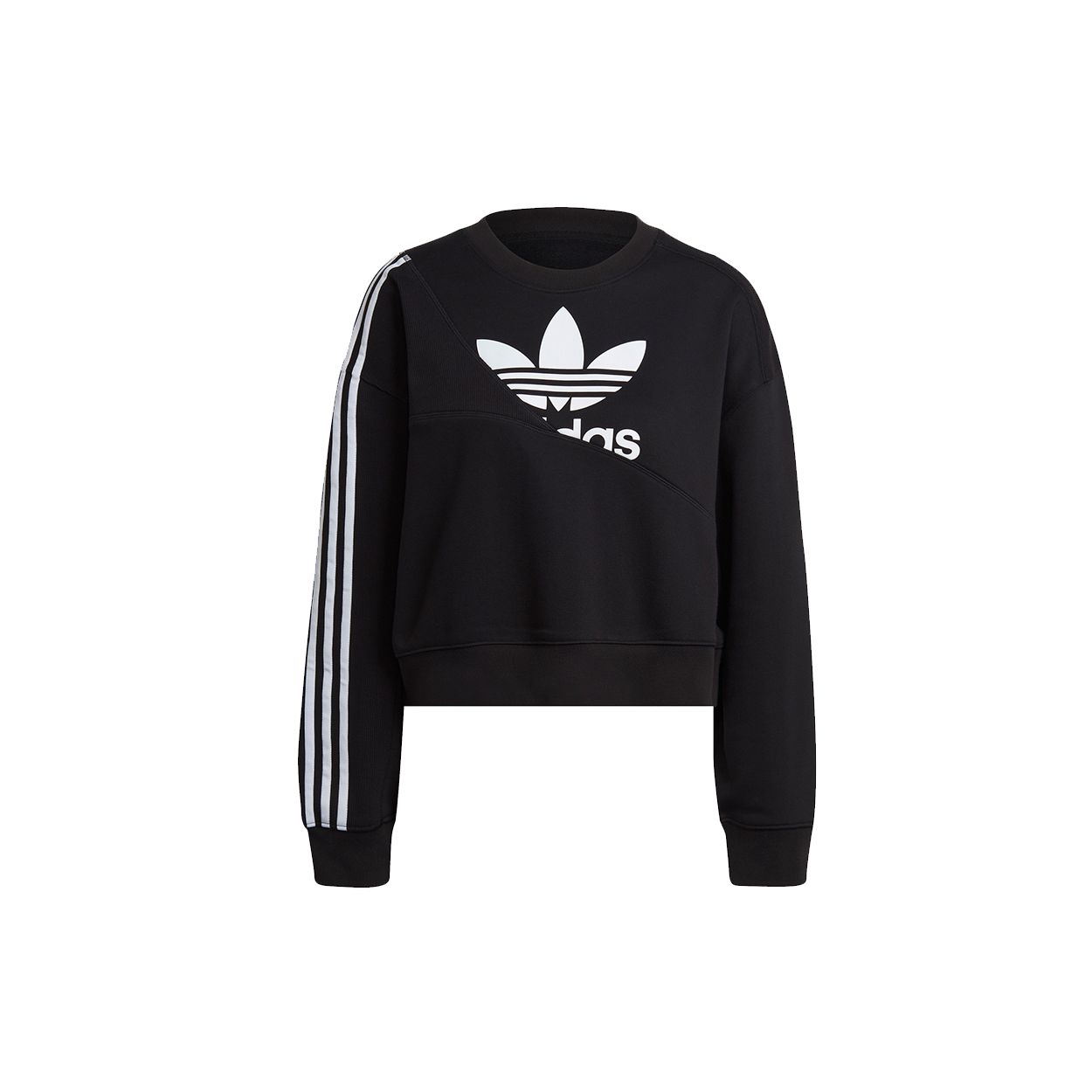 Adidas Originals Trefoil Sweatshirt With Large Logo Crew Neck Women Sweatshirt Black HC4622