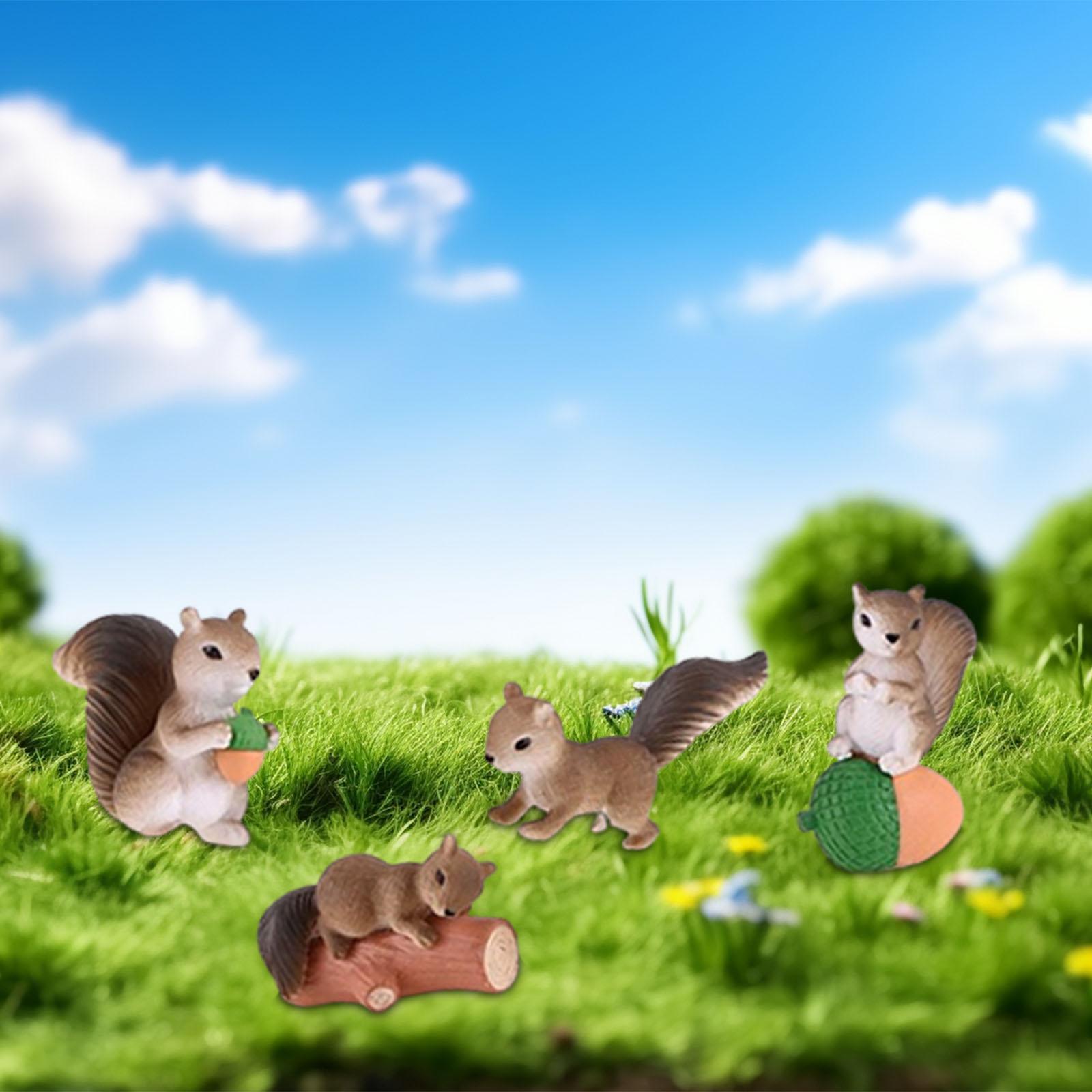 

Мини-фигурки животных-белок, украшение, милая миниатюрная садовая статуэтка в виде белки для полки, офиса, внутреннего, наружного, балкона, патио