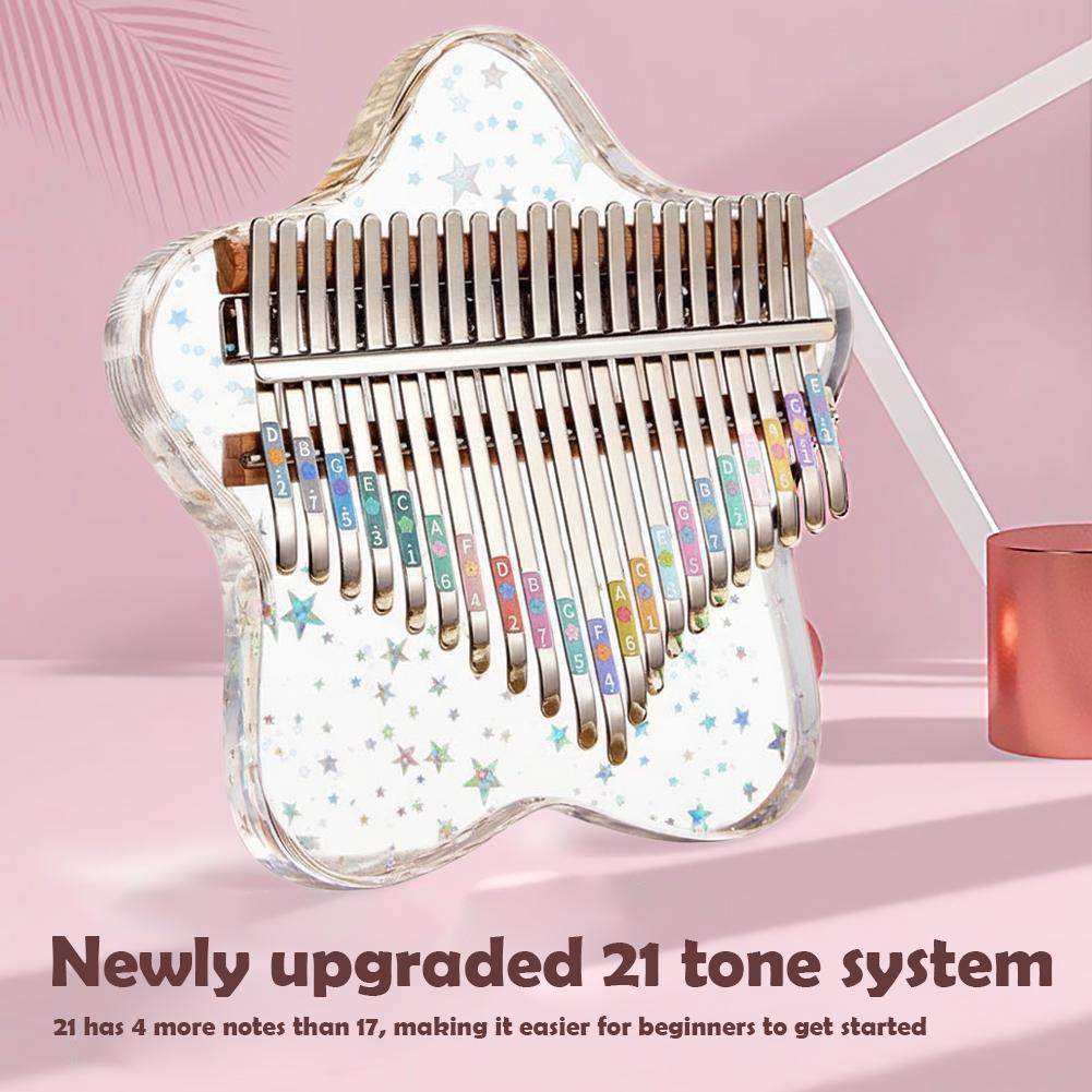 21/17 Keys Portable Finger PianoCrystal Clear Kalimba For Beginners Kids Adults, 17 Key Thumb Piano Musical Gift