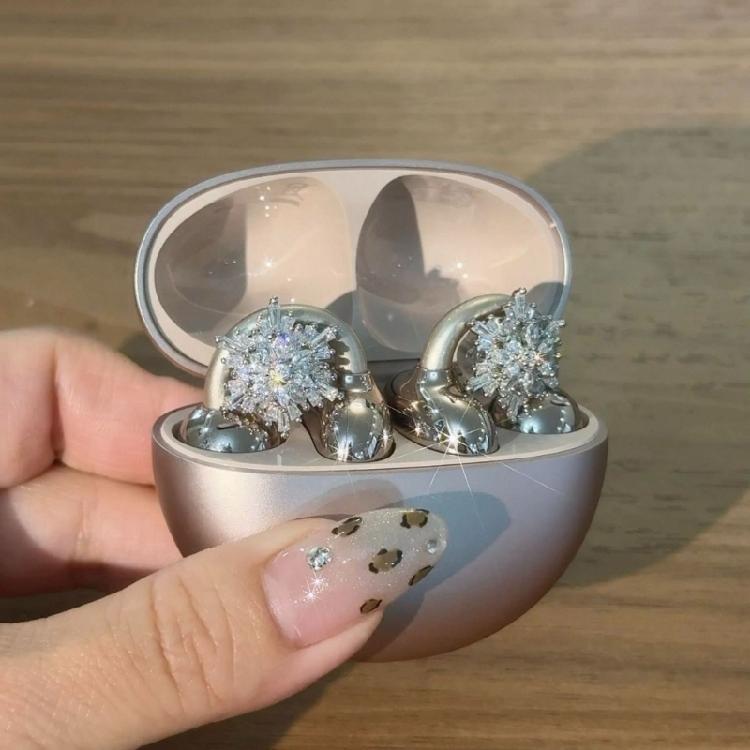 Delicate Snowflake Crystal Earphone Enhancer Metal Build Ear Clip Effortless DIY Styling Long Last Wear Resistance