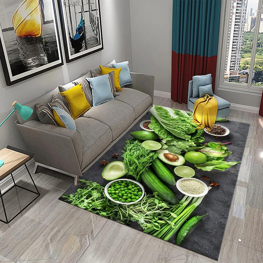 Vegetable Food Theme Carpet Doormat for Bedroom Kitchen Home Floor Decor Living Room Carpet Hallway Bathroom Anti-slip Area Rug