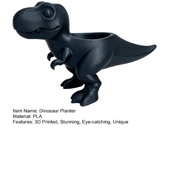 3D Printed Dinosaur Planter, Small Dinosaur Flower Pot, Cute Animal Cactus Plant Container for Indoor Desk Home Garden Decor