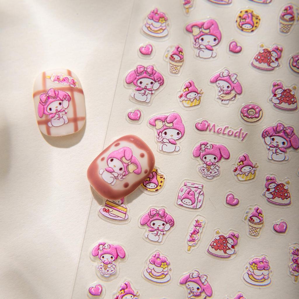 Cyansea Hot Selling Sanrio Melody Princess Embossed Nail Art Stickers