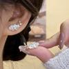 Koreanische Elegante Weiße Blume Ohrstecker Luxus Kristall Ohrringe Süße Unregelmäßige Party Hochzeit Schmuck Geschenke