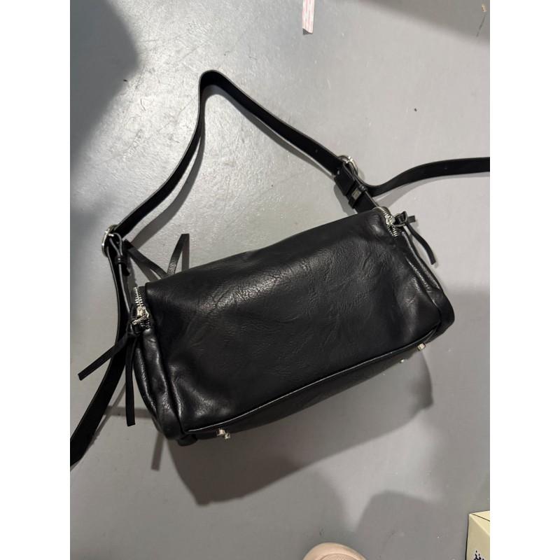 Vintage Soft Leather Tote Bag Shiny Woven Crossbody Printed Square Women