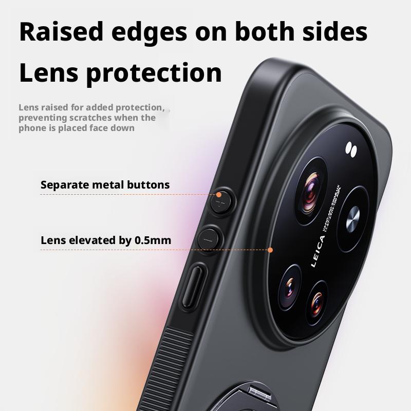 For Xiaomi Mi 17 Ultra Case Rock Sand Anti-Fingerprint Anti-Oil Magnetic 360° Rotatable Kickstand Fine Grip Soft Case Cover
