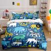 Colorful Animals On Blue. Print Bedding Set 1 Duvet Cover 2 Pillowcases For Adult And Children Luxury Gift Full Size