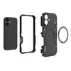 For iPhone 16 Plus Magnetic Case Butterfly Armor Hollow Heat Dissipation PC+TPU Phone Cover