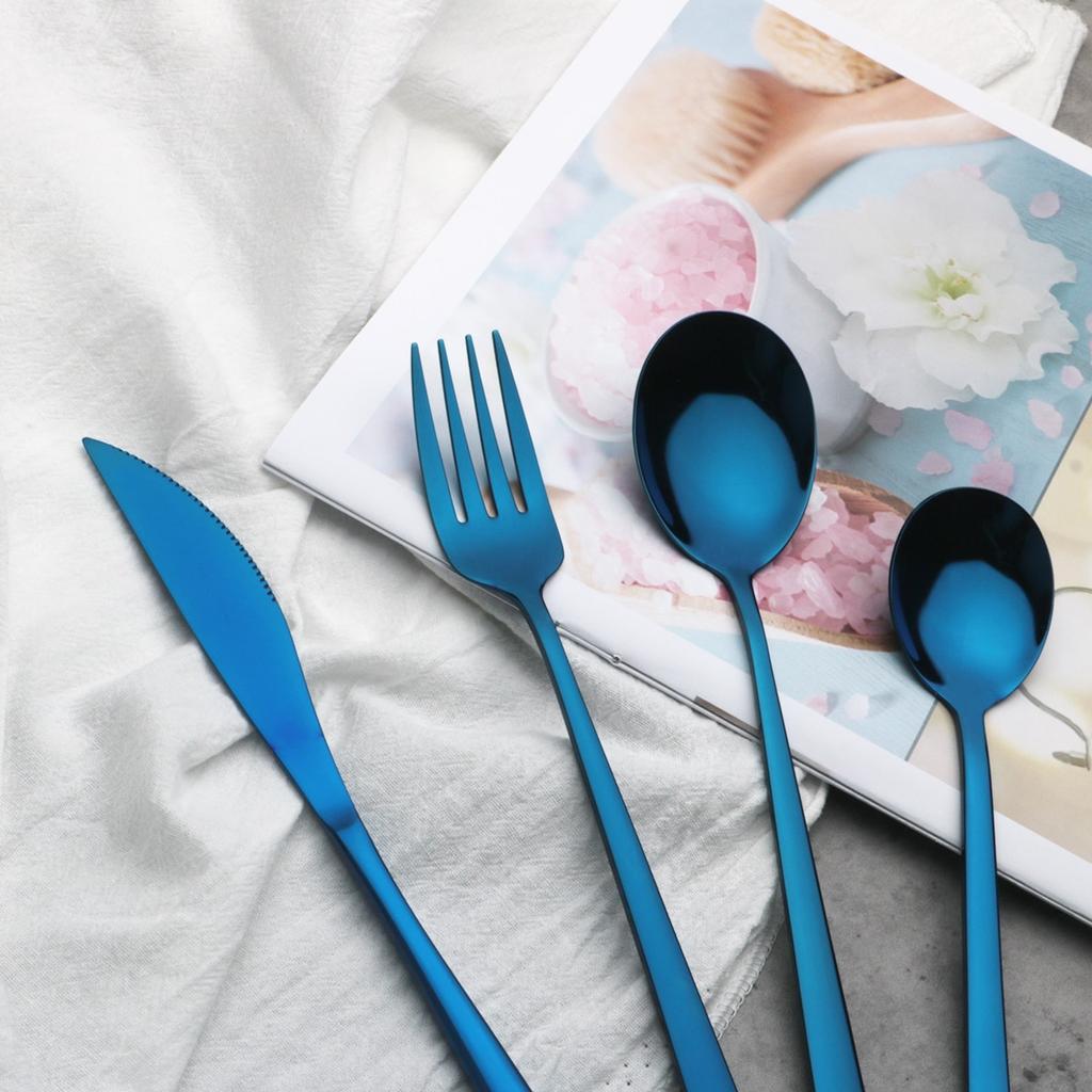 4Pcs/Set Knife Fork Spoon Dinnerware Cutlery Set 304 Stainless Steel Tableware Flatware Set Black Gold Set Kitchen Dining Silverware Set