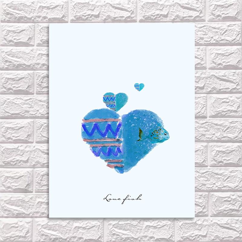 Fish Abstract Simple Canvas Painting Wall Art Print Posters and Prints Decorative Picture for Living Room Home Decor Framed