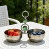 Ramadan Arabic Style Cluster of Serving Bowls Metal Chocolate Food Serving Bowl with Green Beads Design Stainless Steel Material