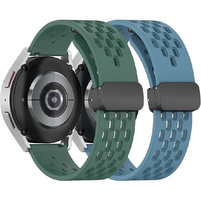 Chofit Sport Watch Band Compatible with Amazfit Bip 6/Bip 5/Bip 5 Unity/Balance/Cheetah/GTR 4/GTR 3 Pro/GTR 3 Strap 22mm Silicone Air Holes ForestGreen&Blue
