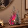 LED Lighted Xmas Tree Wooden Christmas Table Decor with Light, Rustic Standing Sign Holiday Decoration Reindeer Santa Claus for Tiered Tray,