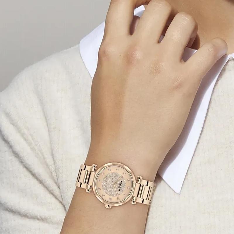 Coach Cary Quartz Watch Stainless Steel Strap 39Mm Rose Gold Dial 30M Water Resistant Women Watches 14504254