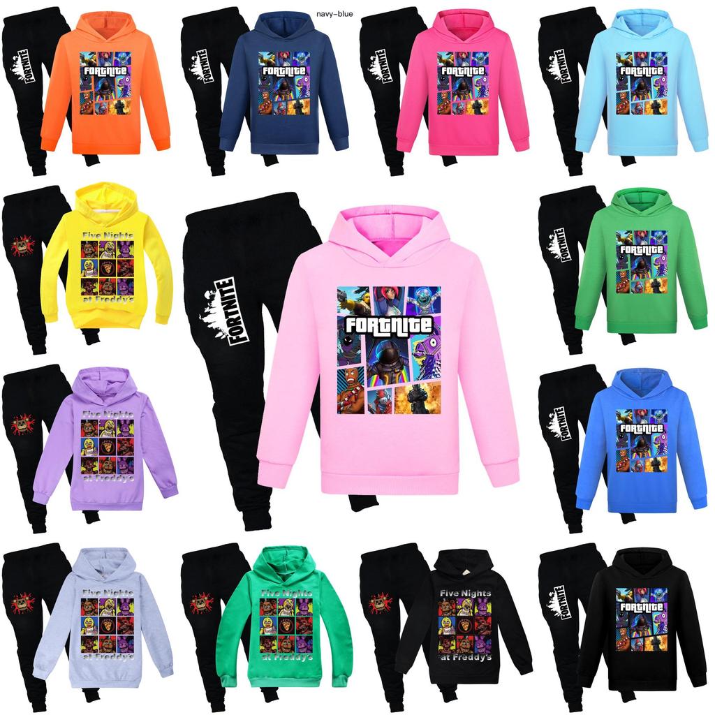 Conjunto de Suéter y Pantalones de Dibujos Animados con Estampado de Fortnite para Niños Hecho de Tejido de Algodón Suave para Niños de Secundaria