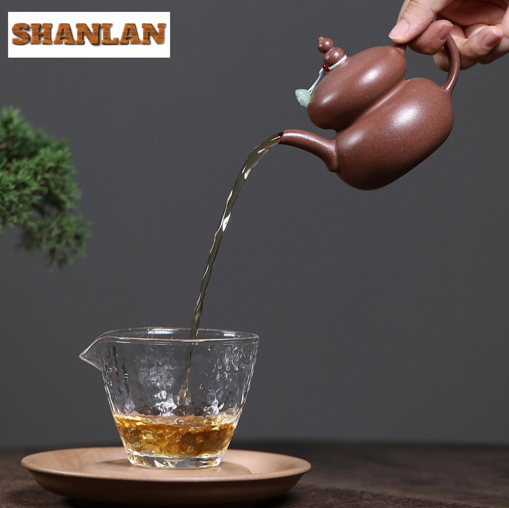 190ml Vintage Yixing Purple Clay Teapots Handmade Gourd Pot Raw Ore Section Mud Kettle Chinese Zisha Tea Set Drinkware Supplies