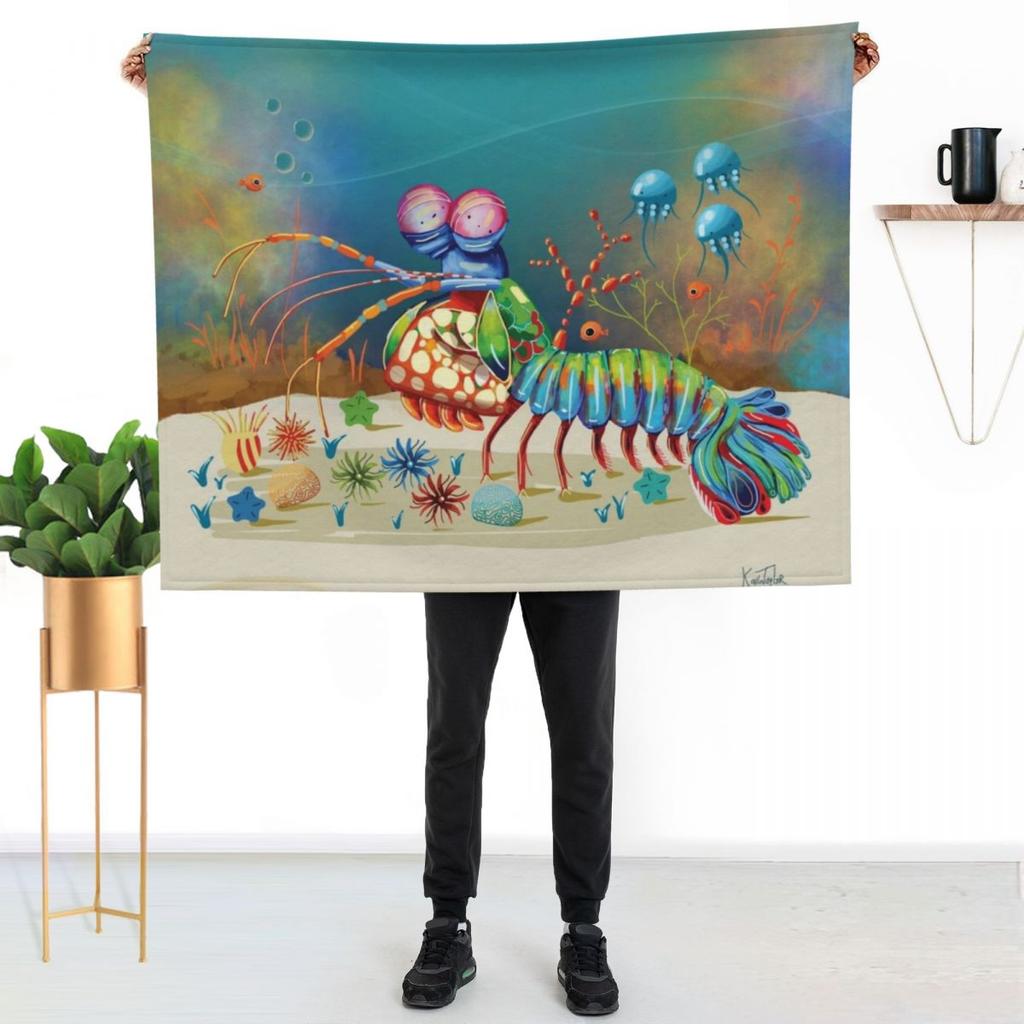 Peacock Mantis Shrimp Throw Blanket Hairys Bed Fashionable Decorative Fashion Sofas Warm For Winter Polar Blankets