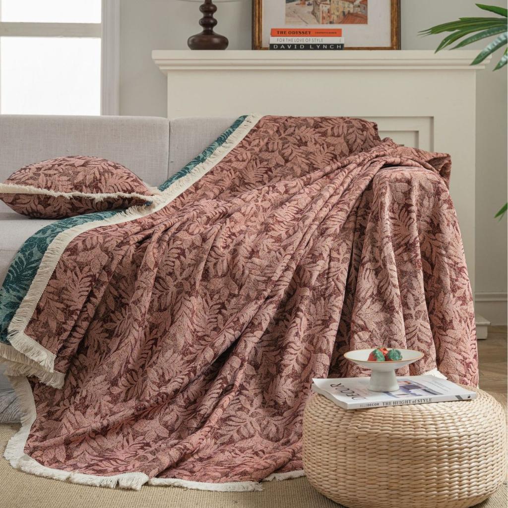 Sofa Towel Anti-cat Scratch Jacquard Flower Retro Thick Sofa Cover Blanket