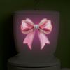 Pink Bow Toilet Stickers Featuring Glow-In-The-Dark Bows, Rhinestone Embellishments, And Luminous Designs