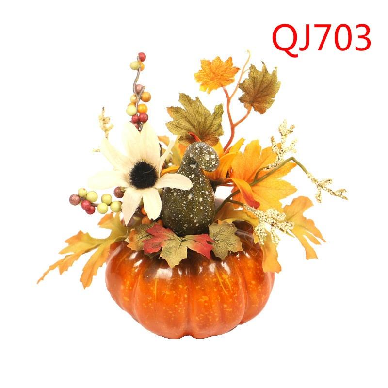 Simulation Pumpkin Table Pendulum Harvest Festival Halloween Autumn Color Decoration Props Maple Leaf Pomegranate Home Decoration