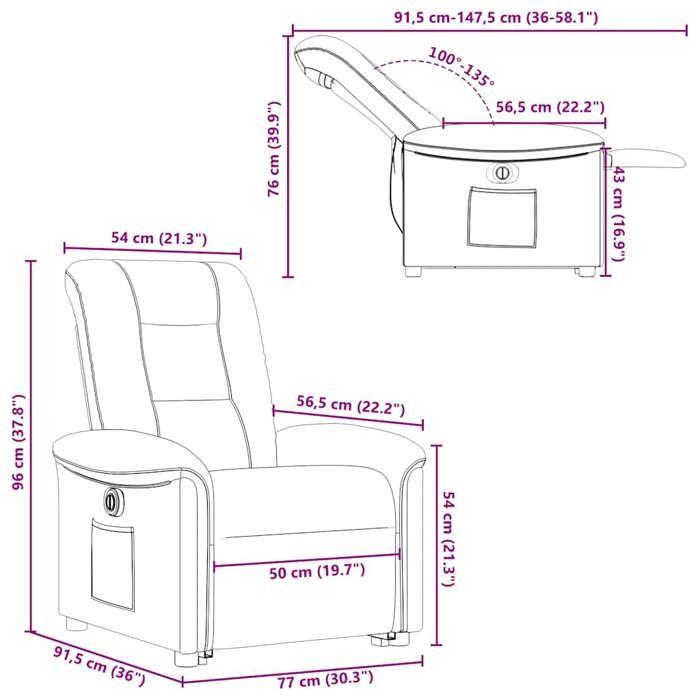 VidaXL Fauteuil inclinable électrique gris nuage tissu, chaise inclinable électrique, fauteuil électrique pour personnes 3303283