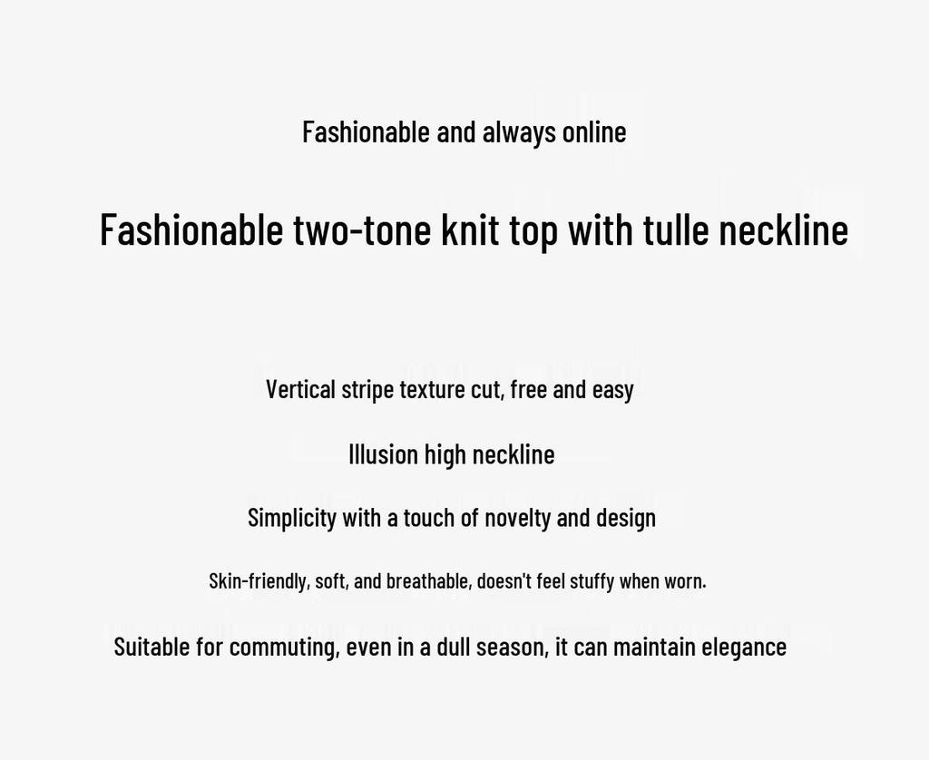 Chushen Women's Spliced Mock Neck Knit Sweater
