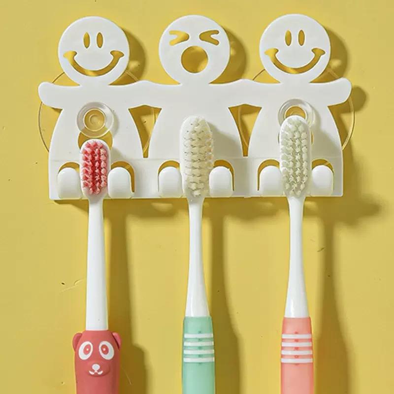 JOYBLISS Portable Home Suction Hooks 5 Position Tooth Brush Holder Bathroom Sets Cute Cartoon Sucker Toothbrush Holder Key Hook Kids Gift