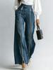 European and American Double Zipper Wide-leg Jeans for Women, Fashionable and Casual Straight Trousers, Wholesale