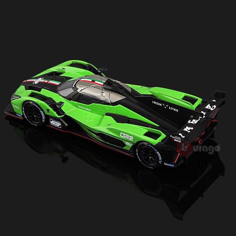 Ny på lager Bburago 1:43 24h Le Mans Racing Lamborghini Sc63 Porsche 963 Legering Miniatyr Støpt Modell Akryl Emballasje Leker
