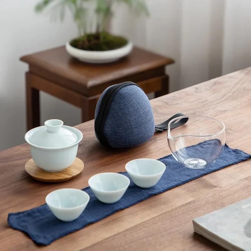 6-piece Outdoor Travel Tea Set, Convenient Tea Set, Quick Guest Cup, Home Car Mounted Kung Fu Tea Set