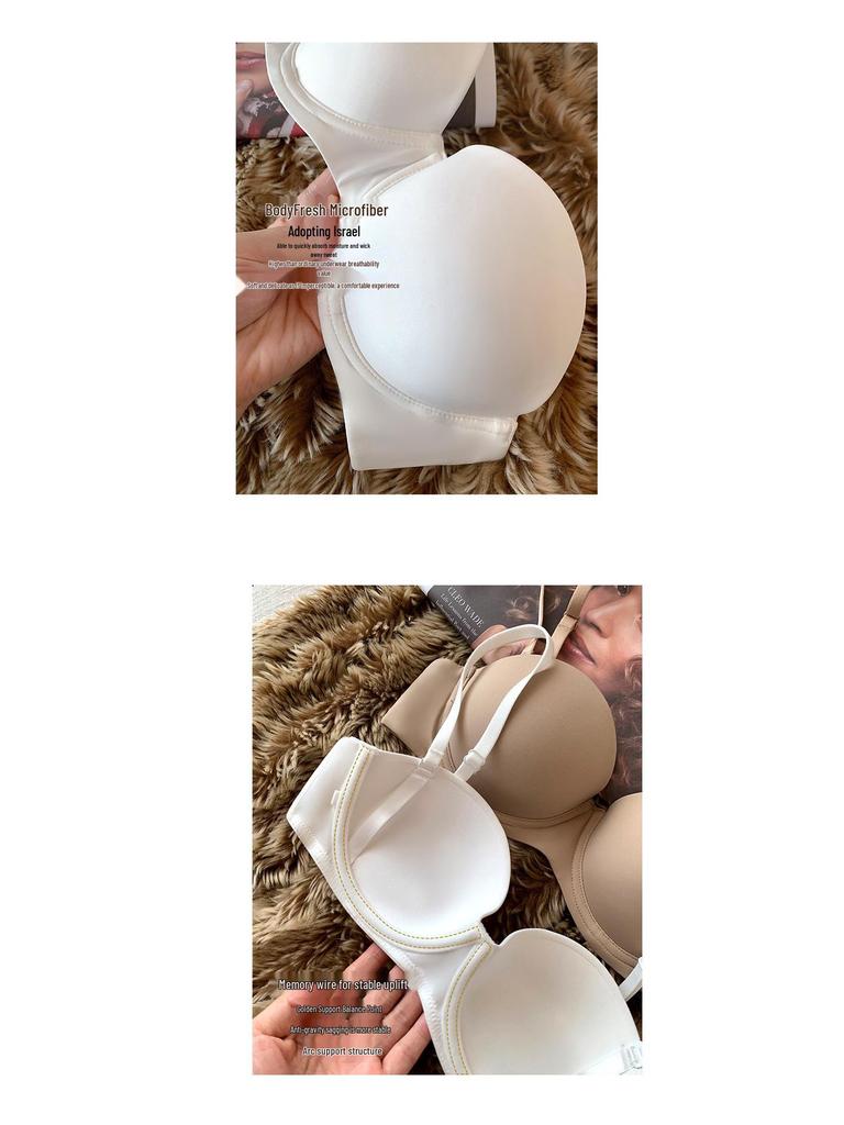 Damen trägerloser BH: Sexy, Glatt, Verstellbar, Weicher Bügel, Halbschalen-Design für kleine Brust.