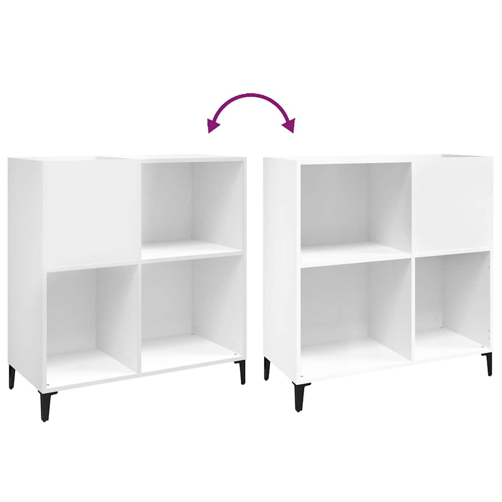 Record Cabinet White 84.5x38x89 Cm Engineered Wood