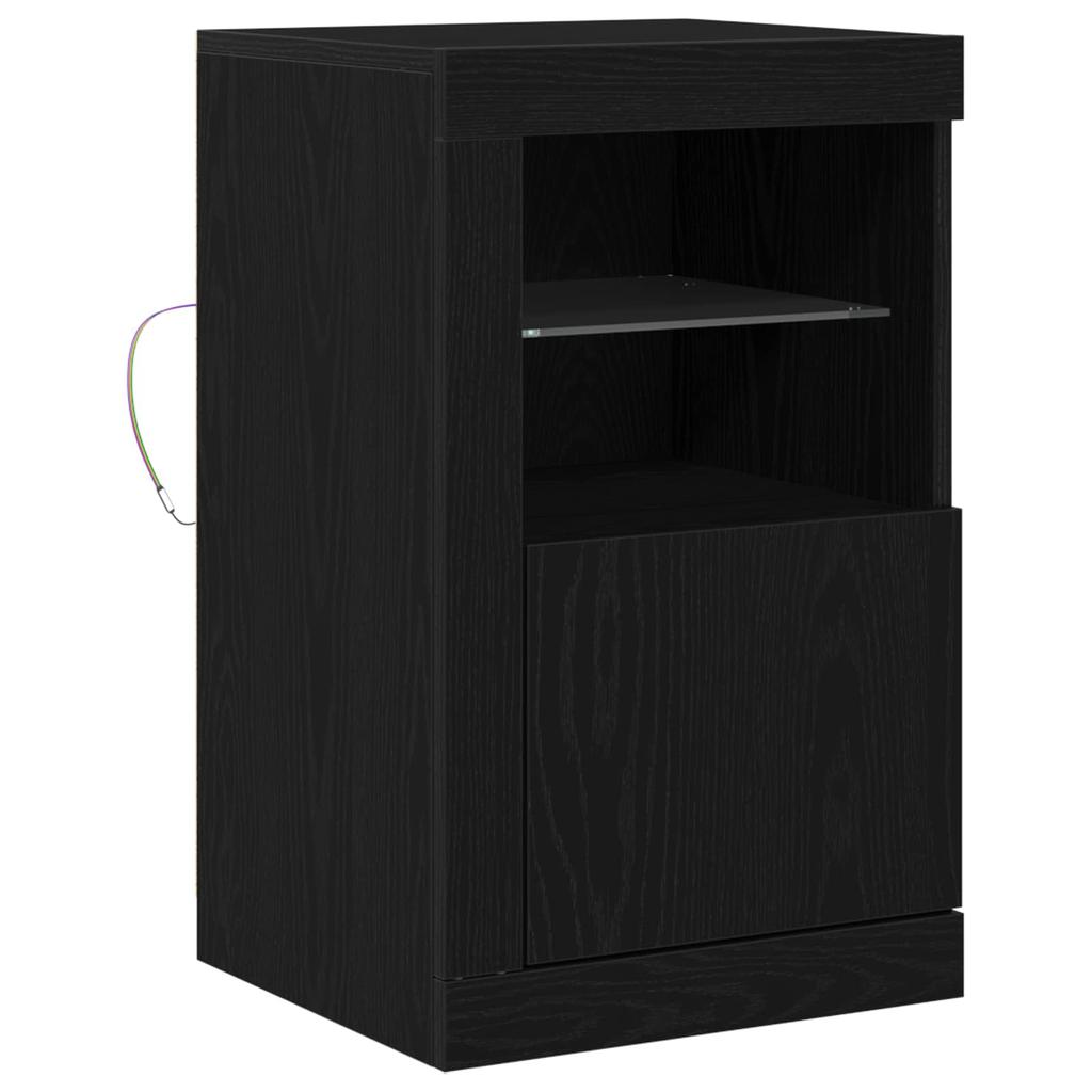LED Sideboard In Black Oak Look 41 X 37 X 67 Cm
