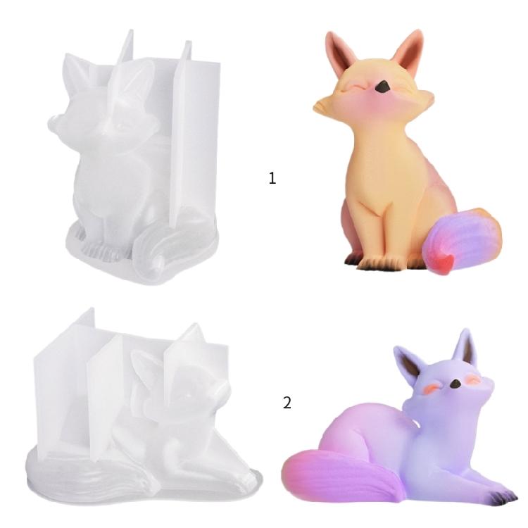 Aromatherapy Candle Mold Foxes Silicone Resin Molds Epoxy Casting Mold Home Decors