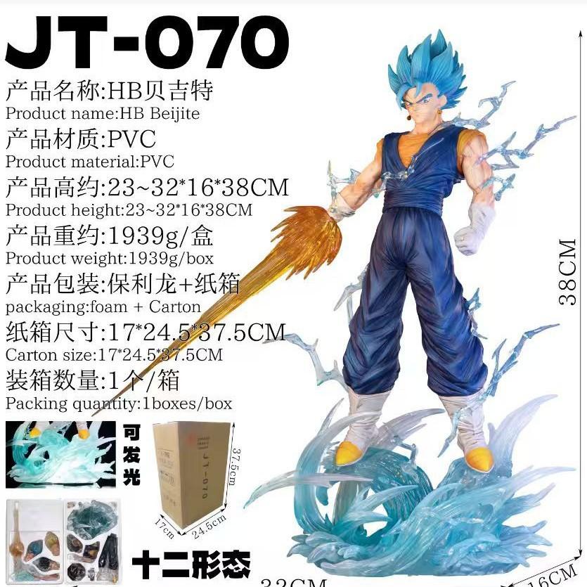 

Hot JT Statue Dragon Ball Z Vegetto Super Saiyan Action Anime Figure 38cm/14.96inch 3 Heads Replace Collection Model Toys Gifts with box