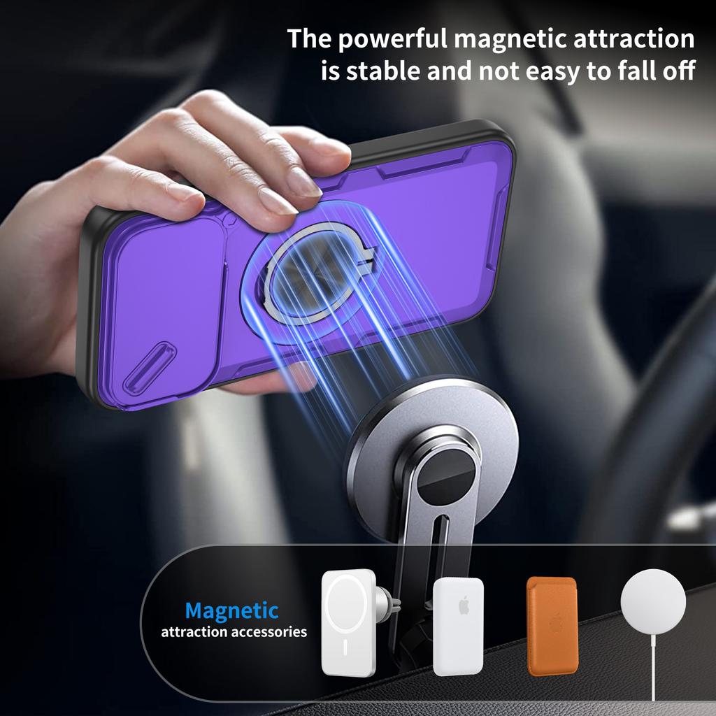 Anti-drop sliding window protective case, suitable for Apple iPhone17promax mobile phone case, magnetic suction bracket case.