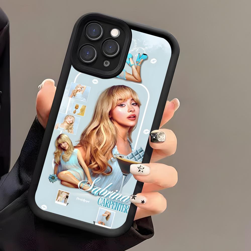Please S-Sabrina C-Carpenter Phone Case For IPhone 17 Air 16 E 15 14 Plus 13 12 11 Pro Max Black Sky Eye Stepped Protective Case