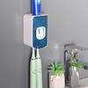 2Pcs Wall-Mounted Toothbrush Holder with Toothpaste Squeezer Strong Load-bearing Universal