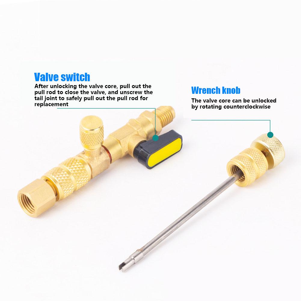 Valve Core Remover Installer Tool, Refrigeration Wrench With Bit Adapters,Valve Core Easy Install