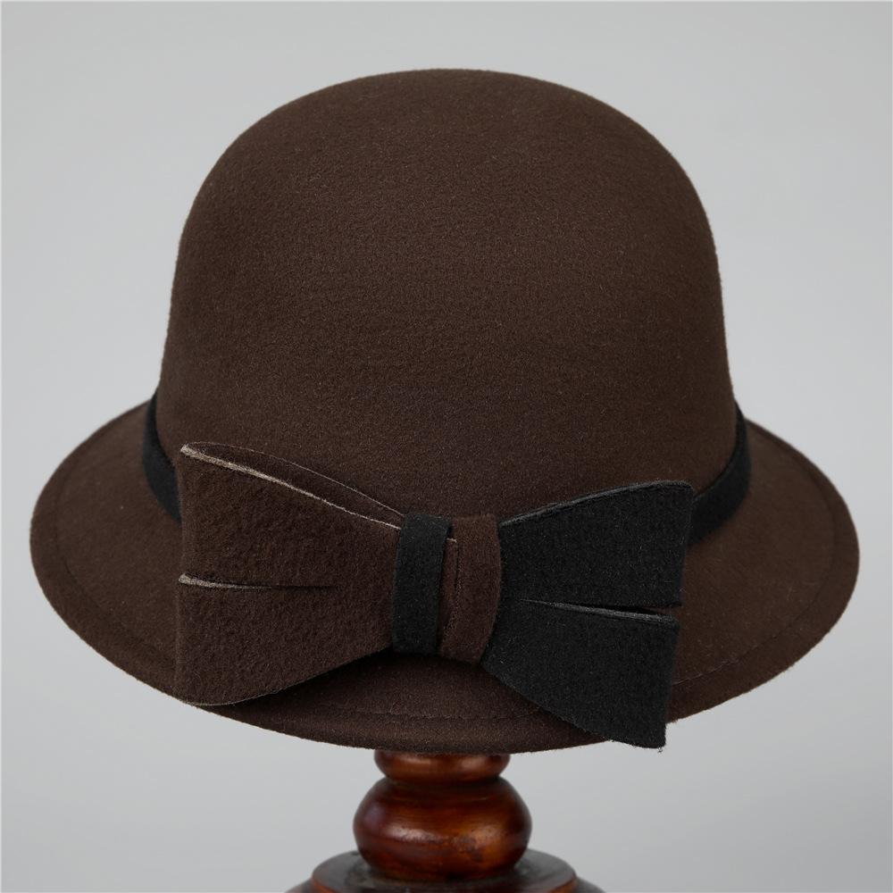 Hat Women's Autumn and Winter Warm Top Hat Thickened Woolen Felt Basin Hat Casual Bucket Hat