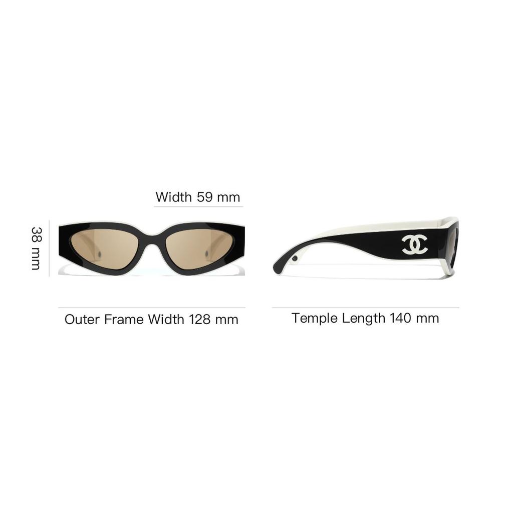 Chanel Óculos de Sol Cat Eye com Logo Óculos de Sol Unissex Preto A71614X02081S5653