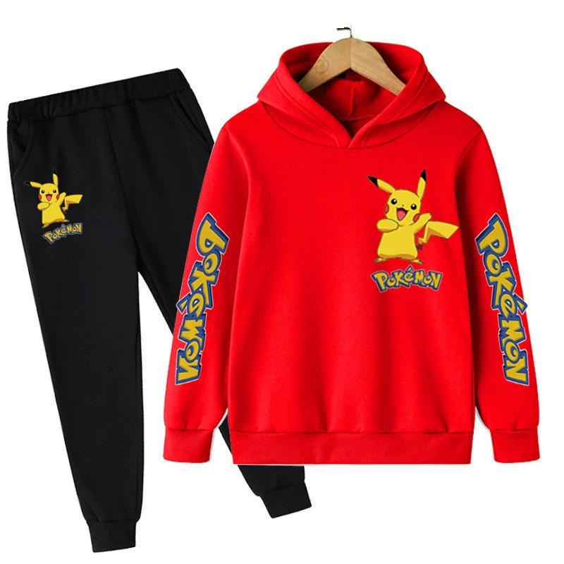 Unisex Anime Pikachu Hoodie Set for Kids - New Style